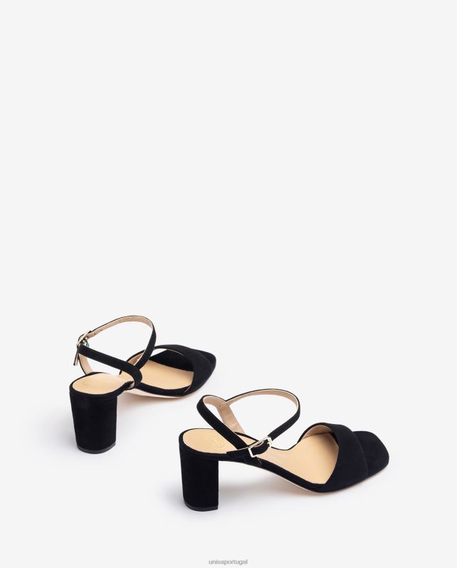 Unisa sandália sola quadrada mulheres 6V2Z6416 preto