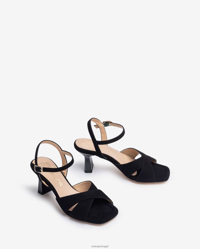 Unisa sandália tira cruzada mulheres 6V2Z6312 preto