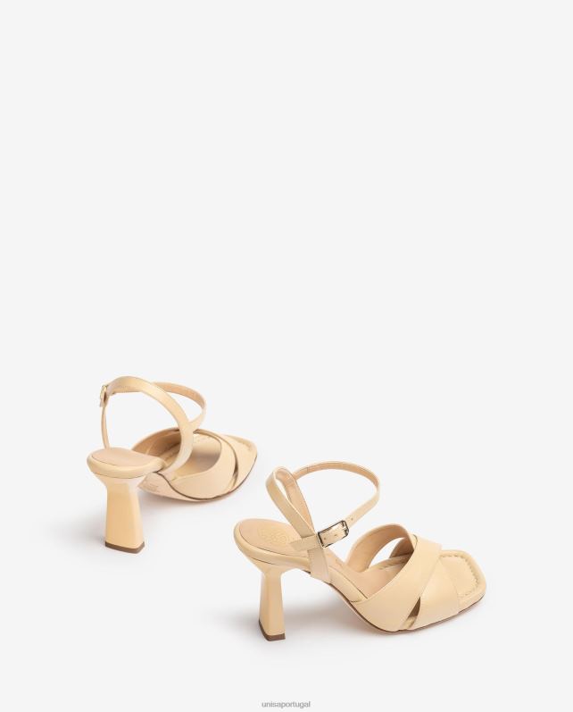 Unisa sandália tiras cruzadas de couro mulheres 6V2Z6339 bege