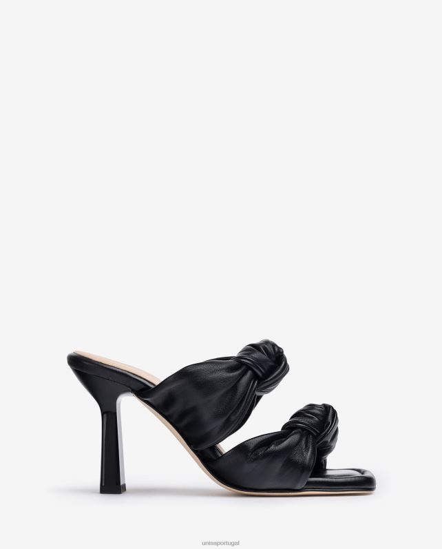 Unisa sandálias de couro com nós mulheres 6V2Z6301 preto