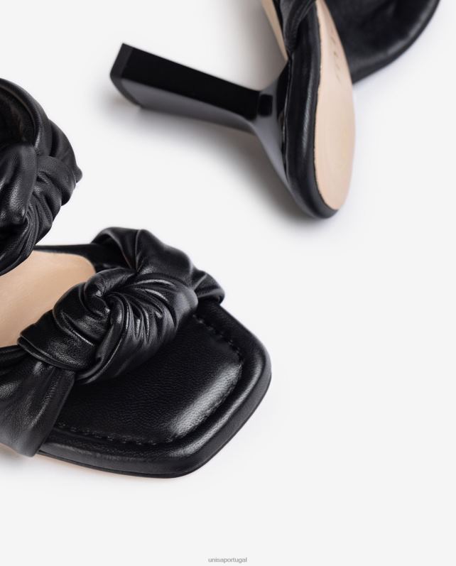 Unisa sandálias de couro com nós mulheres 6V2Z6301 preto