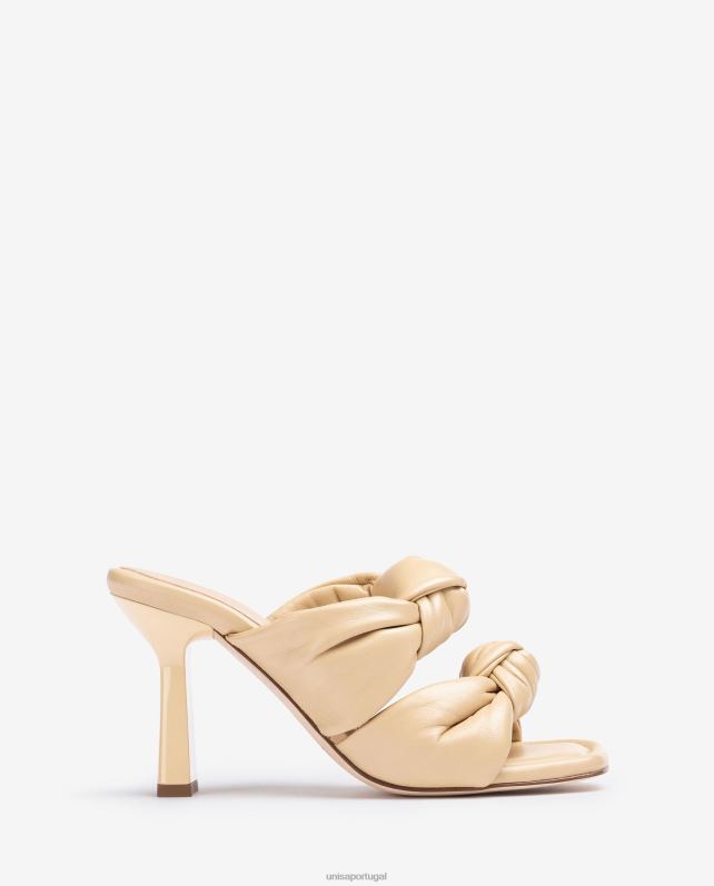 Unisa sandálias de couro com nós mulheres 6V2Z6302 bege