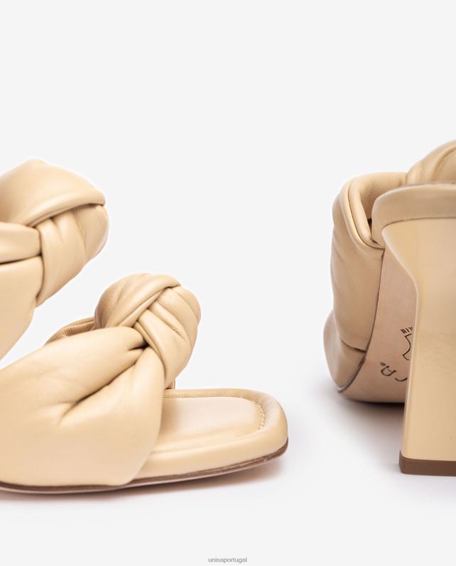 Unisa sandálias de couro com nós mulheres 6V2Z6302 bege