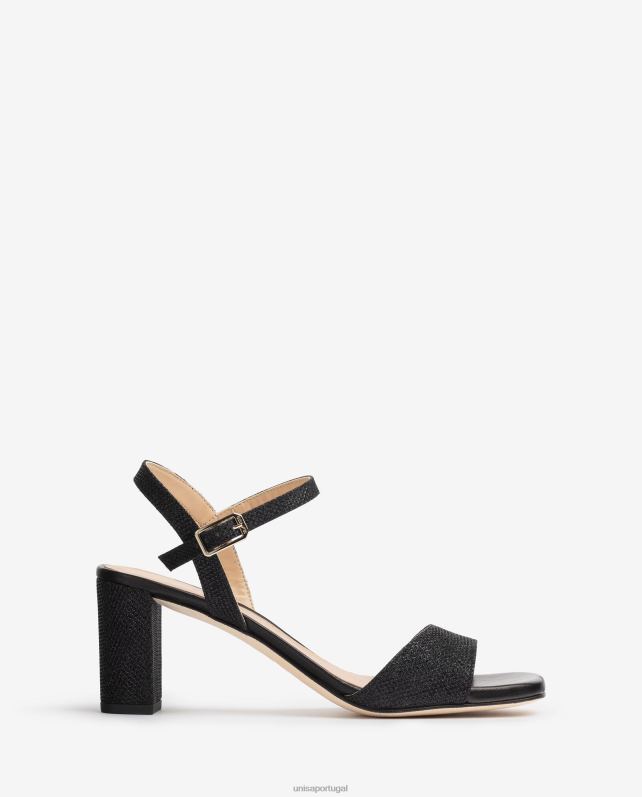 Unisa sandálias de dedo quadrado mulheres 6V2Z6392 preto