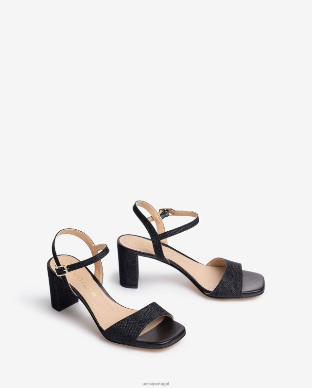 Unisa sandálias de dedo quadrado mulheres 6V2Z6392 preto