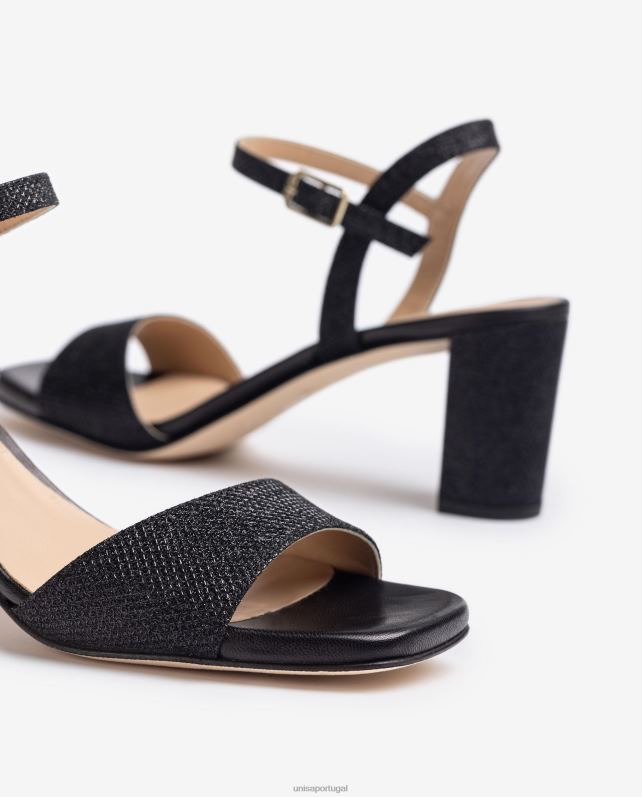 Unisa sandálias de dedo quadrado mulheres 6V2Z6392 preto