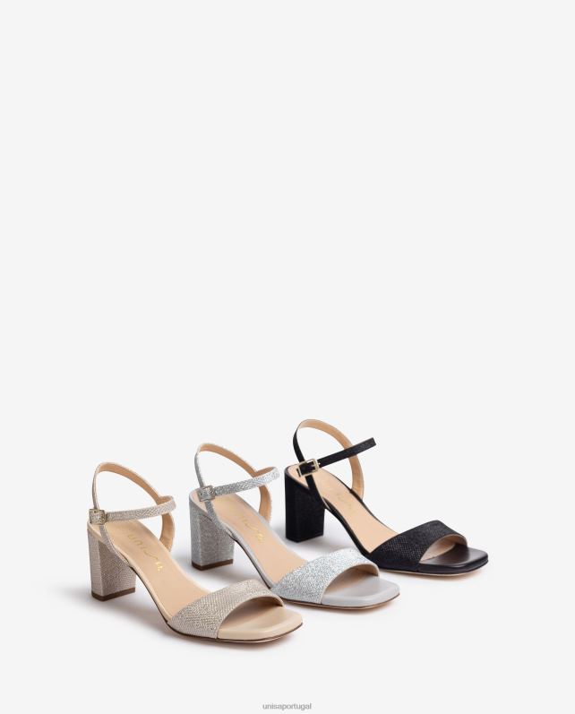 Unisa sandálias de dedo quadrado mulheres 6V2Z6392 preto