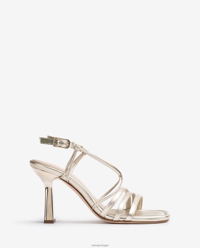 Unisa sandálias de tiras com efeito de metal mulheres 6V2Z6359 moda