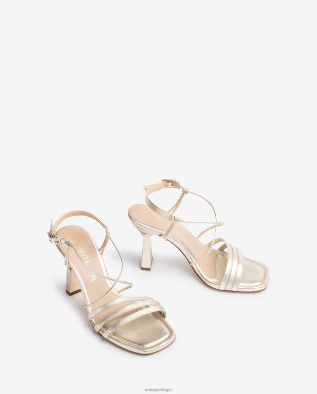 Unisa sandálias de tiras com efeito de metal mulheres 6V2Z6359 moda