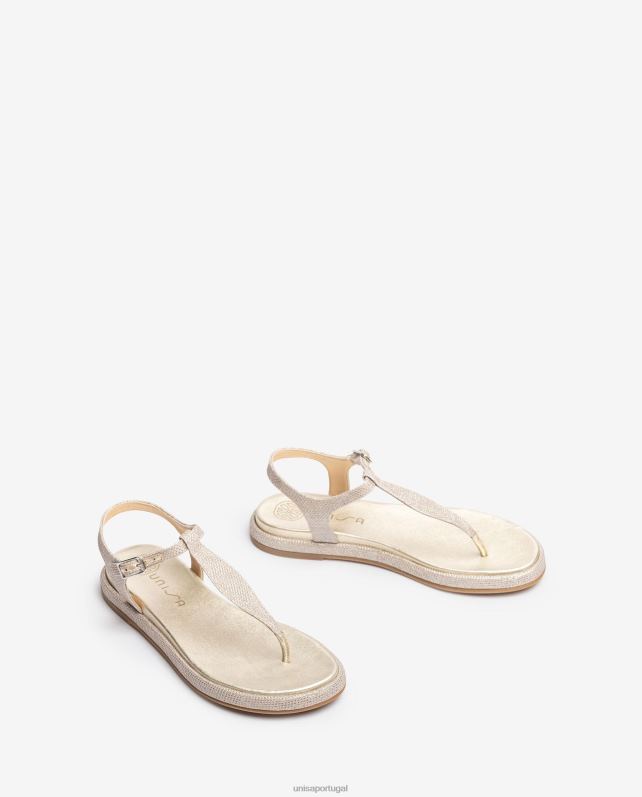 Unisa sandália biqueira em tecido brilhoso mulheres 6V2Z6104 ouro