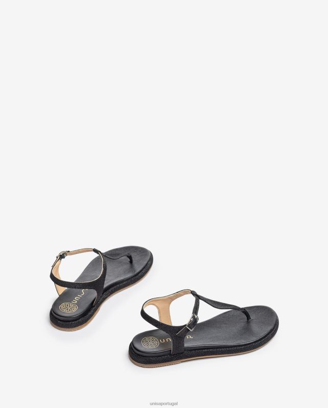 Unisa sandália biqueira em tecido brilhoso mulheres 6V2Z626 preto