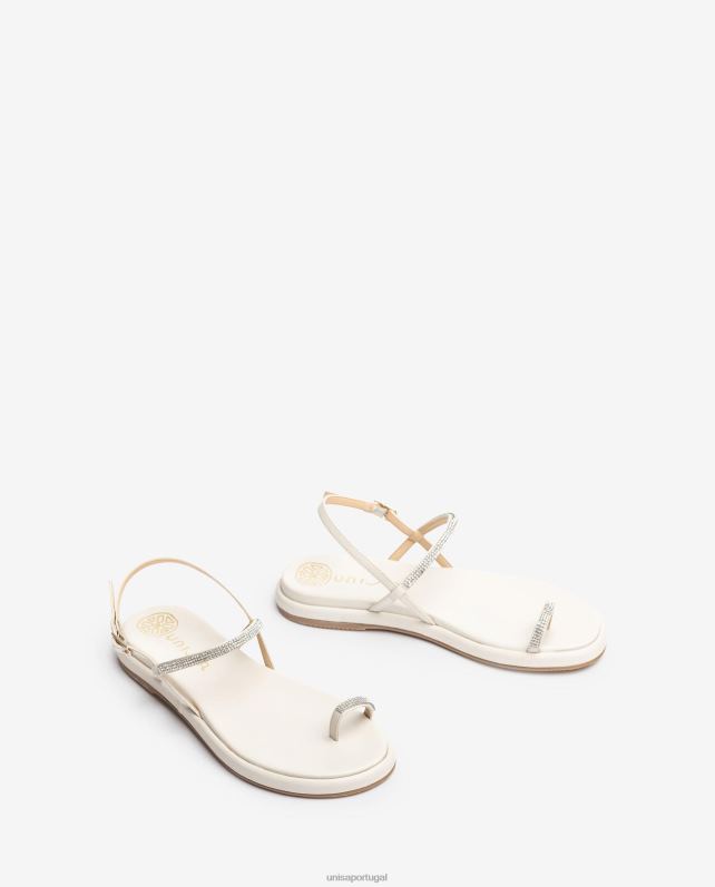 Unisa sandália biqueira plana de couro mulheres 6V2Z61313 branco