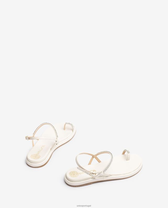 Unisa sandália biqueira plana de couro mulheres 6V2Z61313 branco