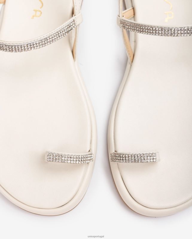 Unisa sandália biqueira plana de couro mulheres 6V2Z61313 branco