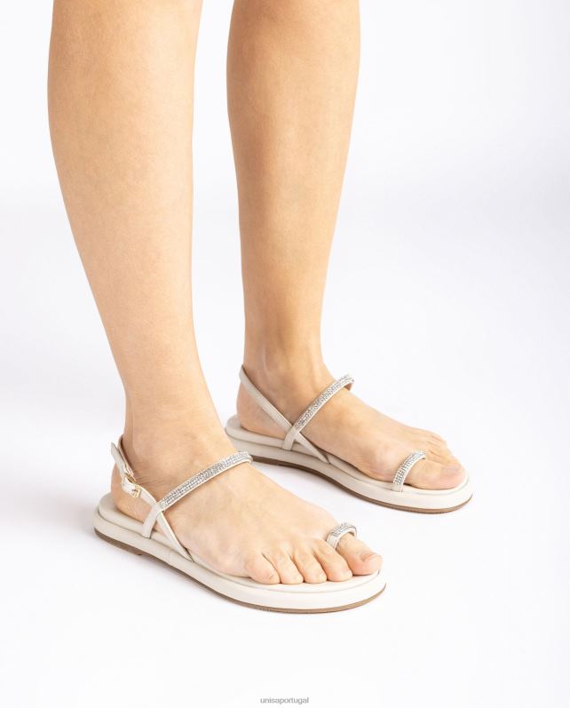 Unisa sandália biqueira plana de couro mulheres 6V2Z61313 branco