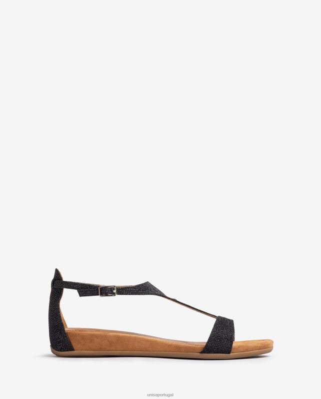 Unisa sandália com tira no peito do pé mulheres 6V2Z673 preto