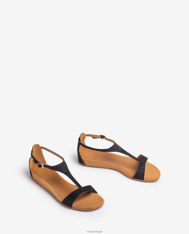 Unisa sandália com tira no peito do pé mulheres 6V2Z673 preto