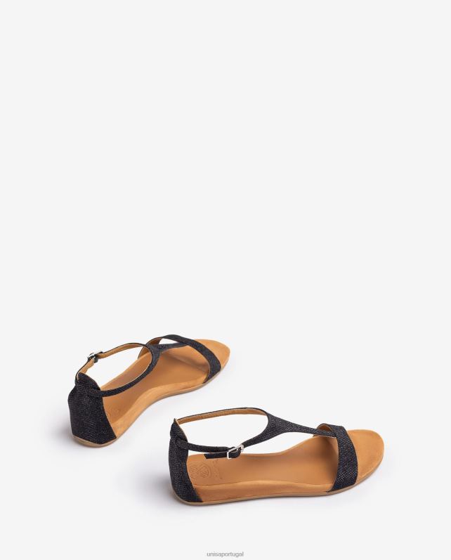 Unisa sandália com tira no peito do pé mulheres 6V2Z673 preto