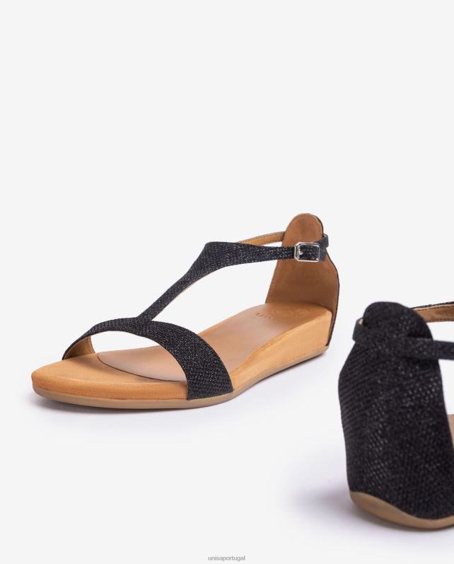 Unisa sandália com tira no peito do pé mulheres 6V2Z673 preto