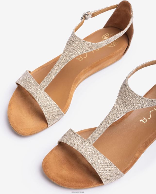 Unisa sandália com tira no peito do pé mulheres 6V2Z674 ouro