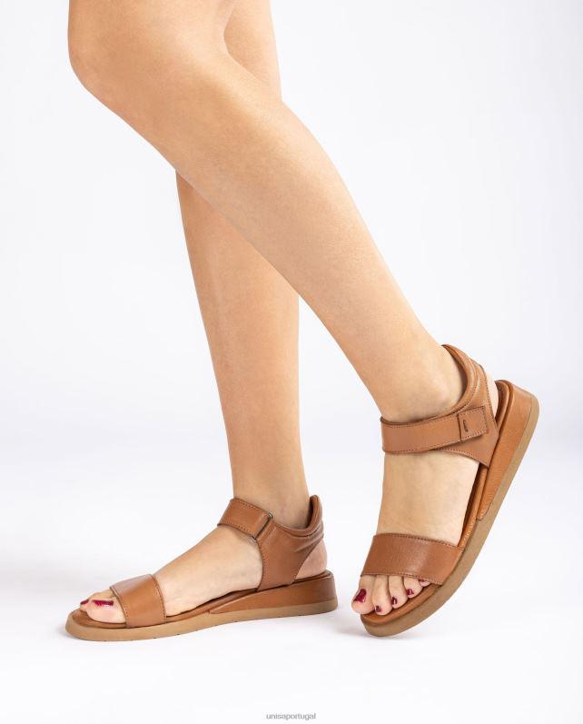 Unisa sandália de couro confortável mulheres 6V2Z6113 marrom