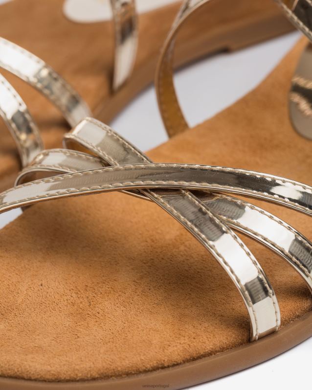 Unisa sandália de couro efeito espelho mulheres 6V2Z6386 gracioso
