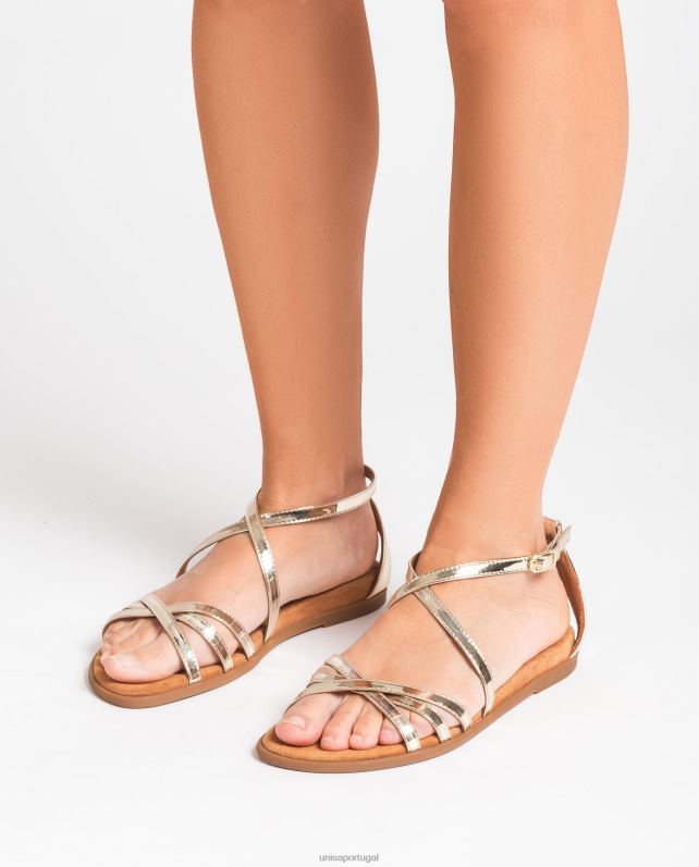 Unisa sandália de couro efeito espelho mulheres 6V2Z6386 gracioso