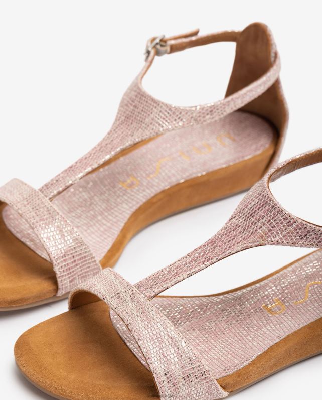 Unisa sandália de couro efeito metal com tira no peito do pé mulheres 6V2Z6447 gracioso