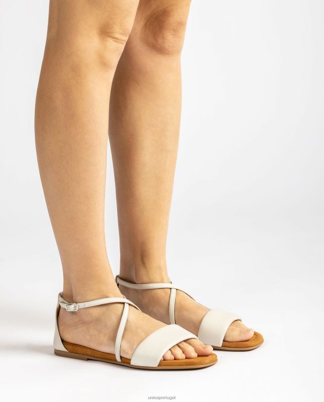 Unisa sandália plana de couro mulheres 6V2Z6350 moda