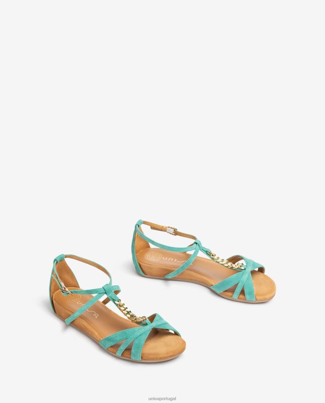 Unisa sandália rasa com corrente mulheres 6V2Z648 verde