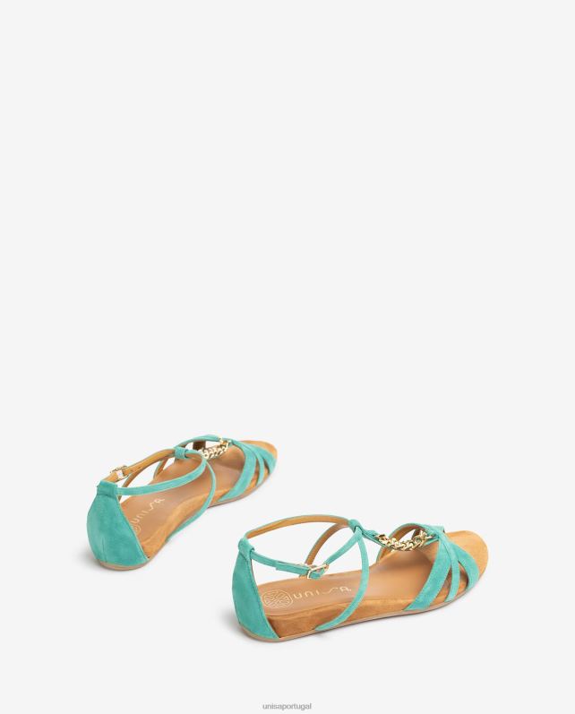 Unisa sandália rasa com corrente mulheres 6V2Z648 verde