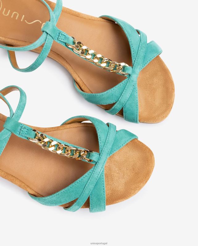Unisa sandália rasa com corrente mulheres 6V2Z648 verde