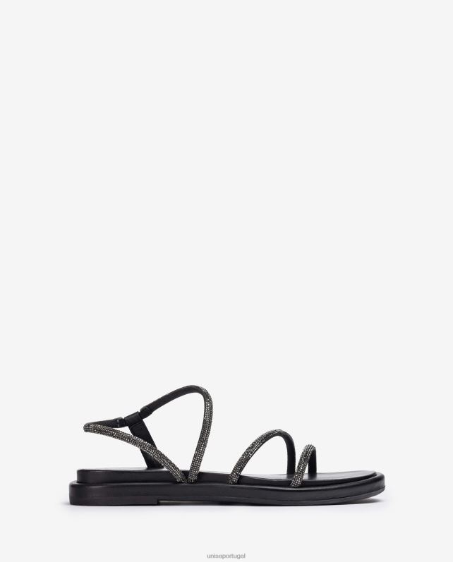 Unisa sandália rasteira com brilho mulheres 6V2Z625 preto