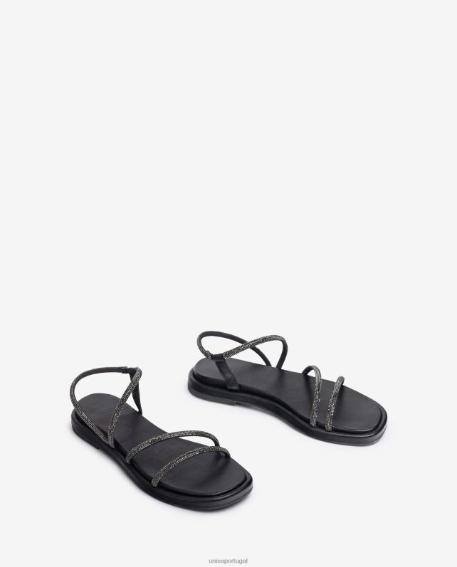 Unisa sandália rasteira com brilho mulheres 6V2Z625 preto