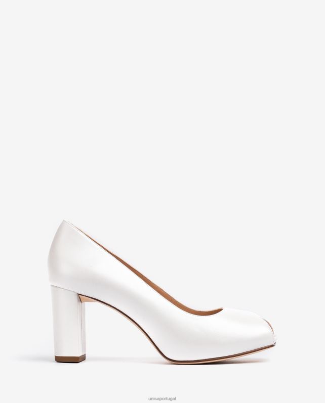 Unisa sapatos peep toe de couro de salto alto para noiva mulheres 6V2Z6842 moda