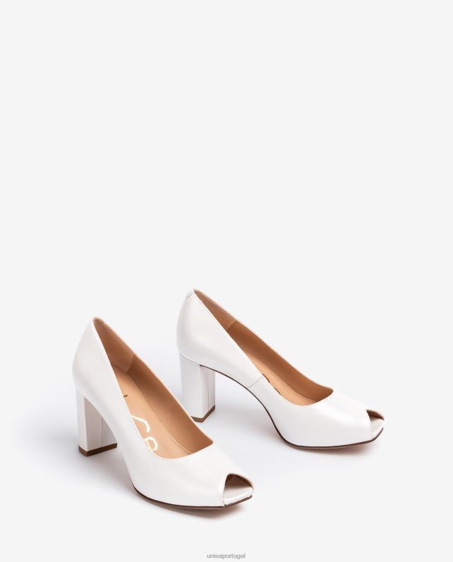 Unisa sapatos peep toe de couro de salto alto para noiva mulheres 6V2Z6842 moda