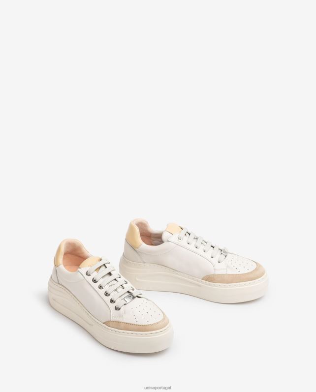 Unisa sapatilha couro e camurça mulheres 6V2Z6671 branco