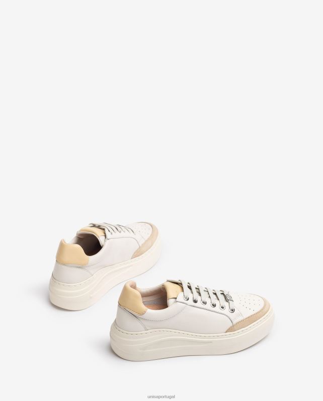 Unisa sapatilha couro e camurça mulheres 6V2Z6671 branco