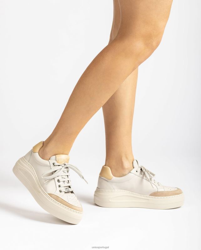Unisa sapatilha couro e camurça mulheres 6V2Z6671 branco