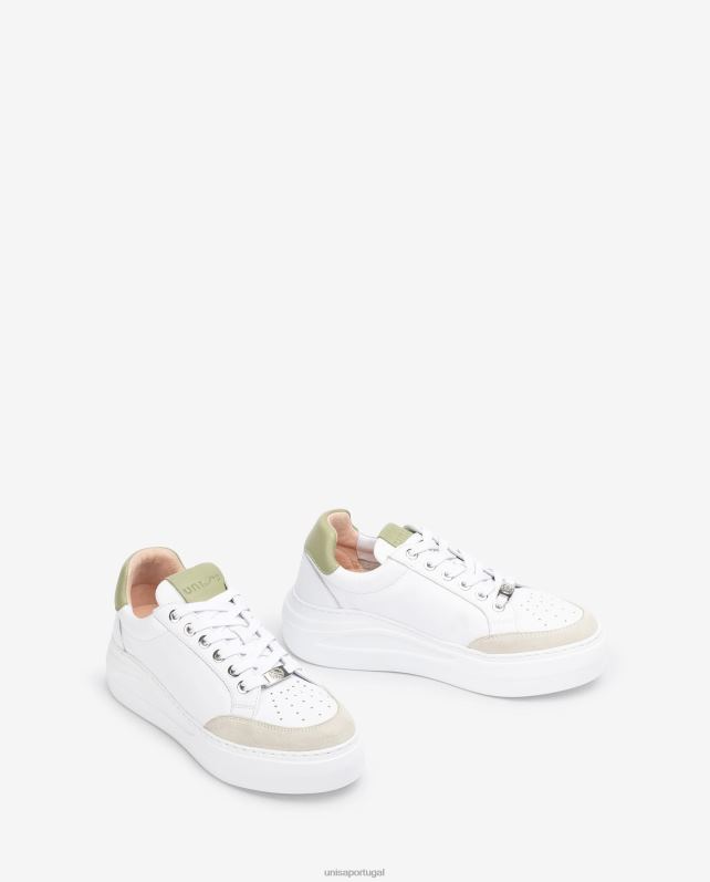 Unisa sapatilha couro e camurça mulheres 6V2Z6672 branco
