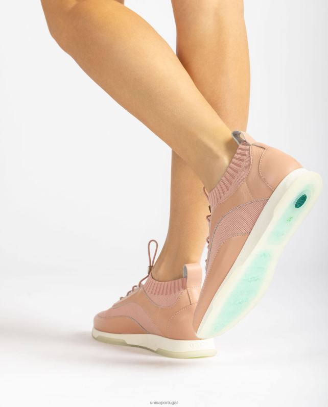 Unisa sapatilha de couro e tecido combinando mulheres 6V2Z6676 rosa