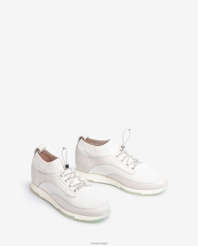 Unisa sapatilha de couro e tecido combinando mulheres 6V2Z6677 branco