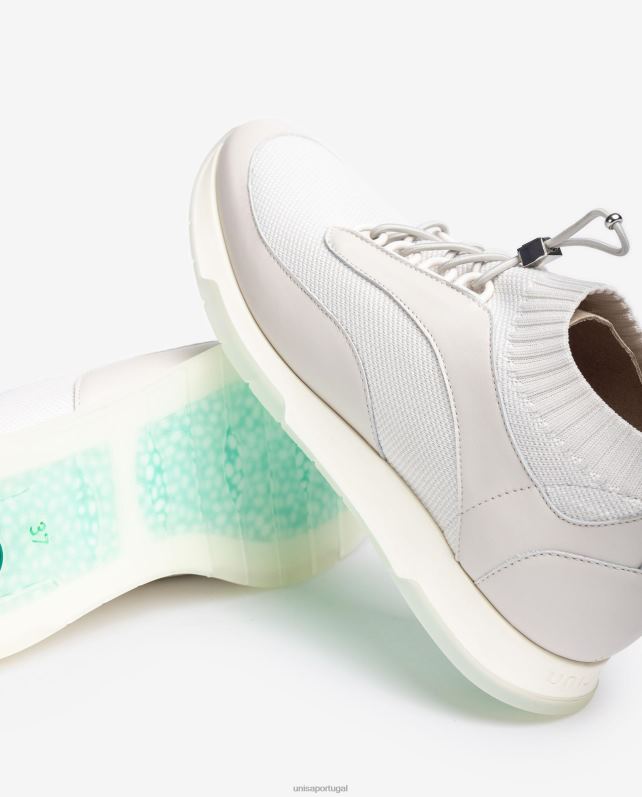 Unisa sapatilha de couro e tecido combinando mulheres 6V2Z6677 branco