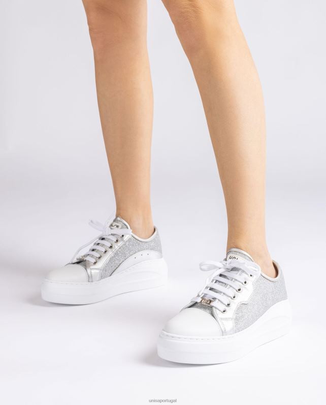 Unisa sapatilha em tecido brilhante mulheres 6V2Z6656 prata
