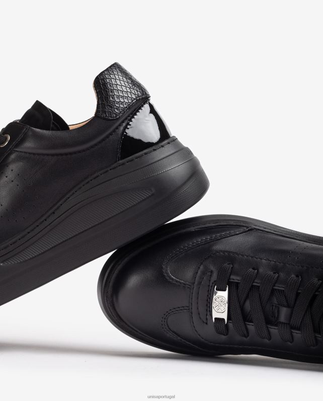 Unisa sapato esportivo de couro com sola maxi mulheres 6V2Z61292 preto