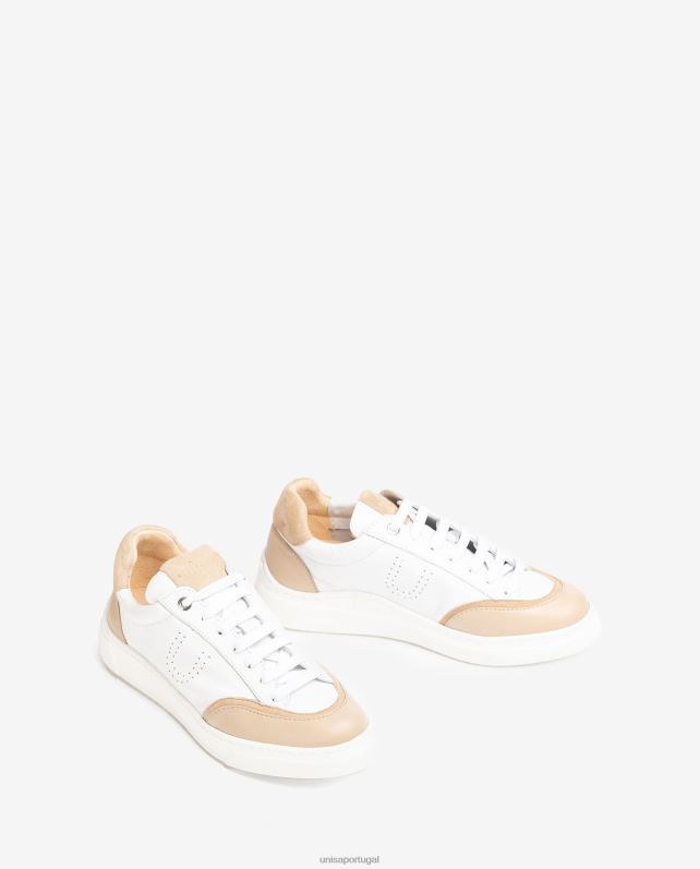 Unisa tênis com bico e salto contrastantes mulheres 6V2Z6649 branco