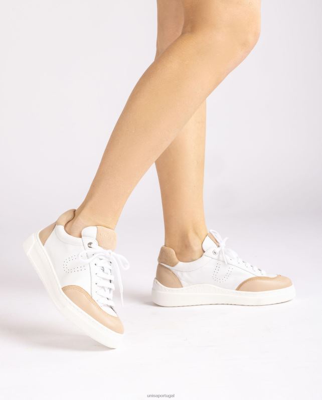 Unisa tênis com bico e salto contrastantes mulheres 6V2Z6649 branco