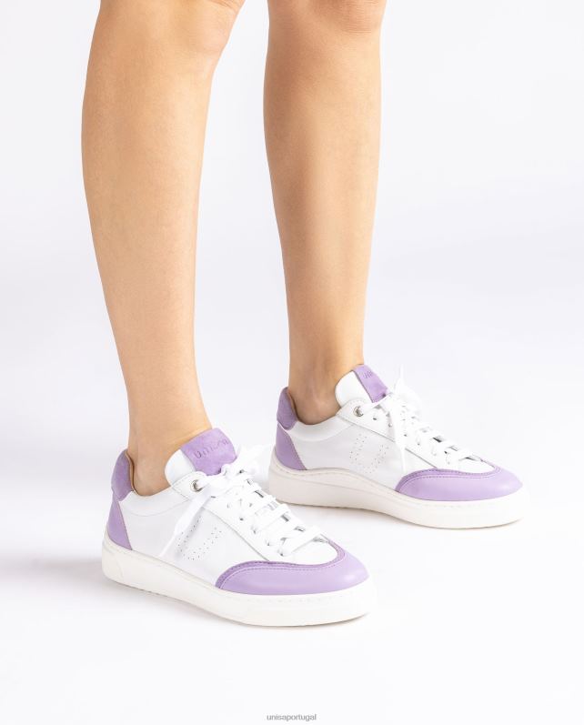 Unisa tênis com bico e salto contrastantes mulheres 6V2Z6651 branco