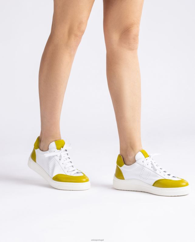 Unisa tênis com bico e salto contrastantes mulheres 6V2Z6652 branco