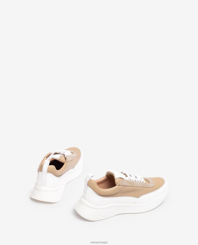 Unisa tênis com materiais contrastantes mulheres 6V2Z6669 branco